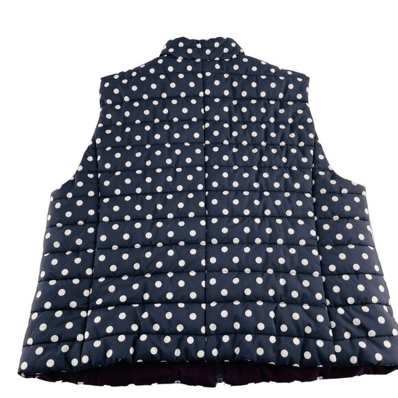 Navy White Polka Dot Puffer Vest Loft Womens XL - Picture 6 of 7